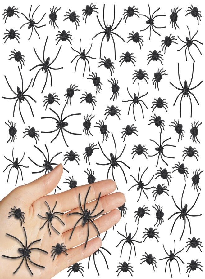Junware Fake Spiders, 200 Pieces Realistic Plastic Spiders, 3 Sizes Black Small Spiders Halloween Prank Props for Halloween Home Party Decorations - Image 1